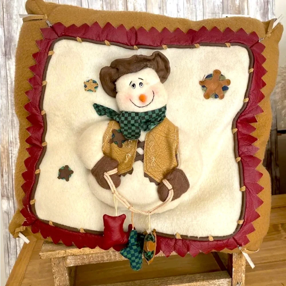 Western Cowboy Snowman 3D Pillow
